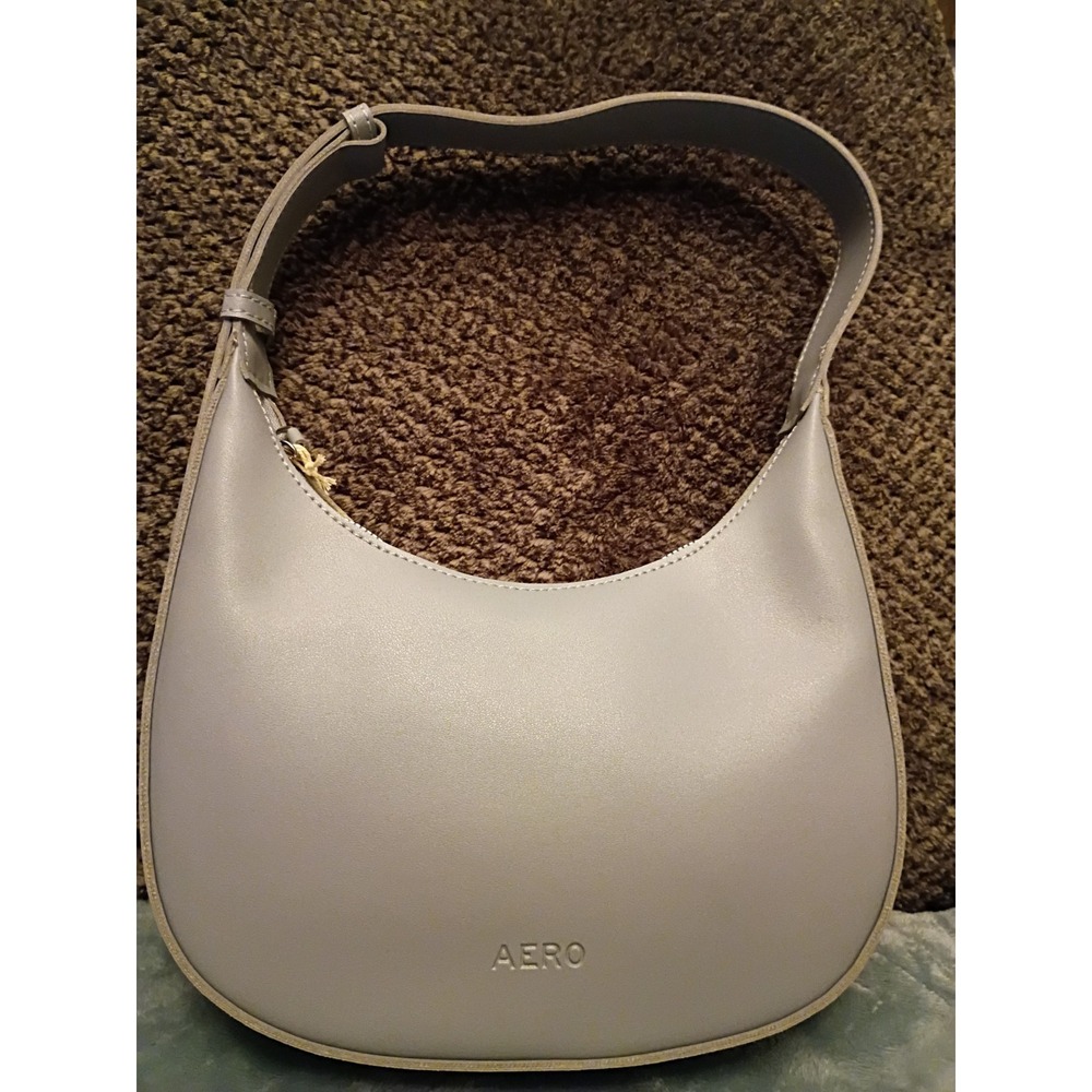 Aéropostale Solid Crescent Shoulder Bag Blue Silver Hardware Zip Closure